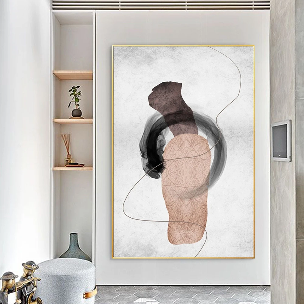 

Ручная роспись маслом, коричневая Минималистичная живопись, серый, черный холст, искусство, коричневая Геометрическая живопись, Декор