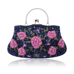 2022 Classic Vintage Female Luxury Evening Bags Handmade Beaded Flower Fine Party Purses Handbags Designer Womens Clutches Purse