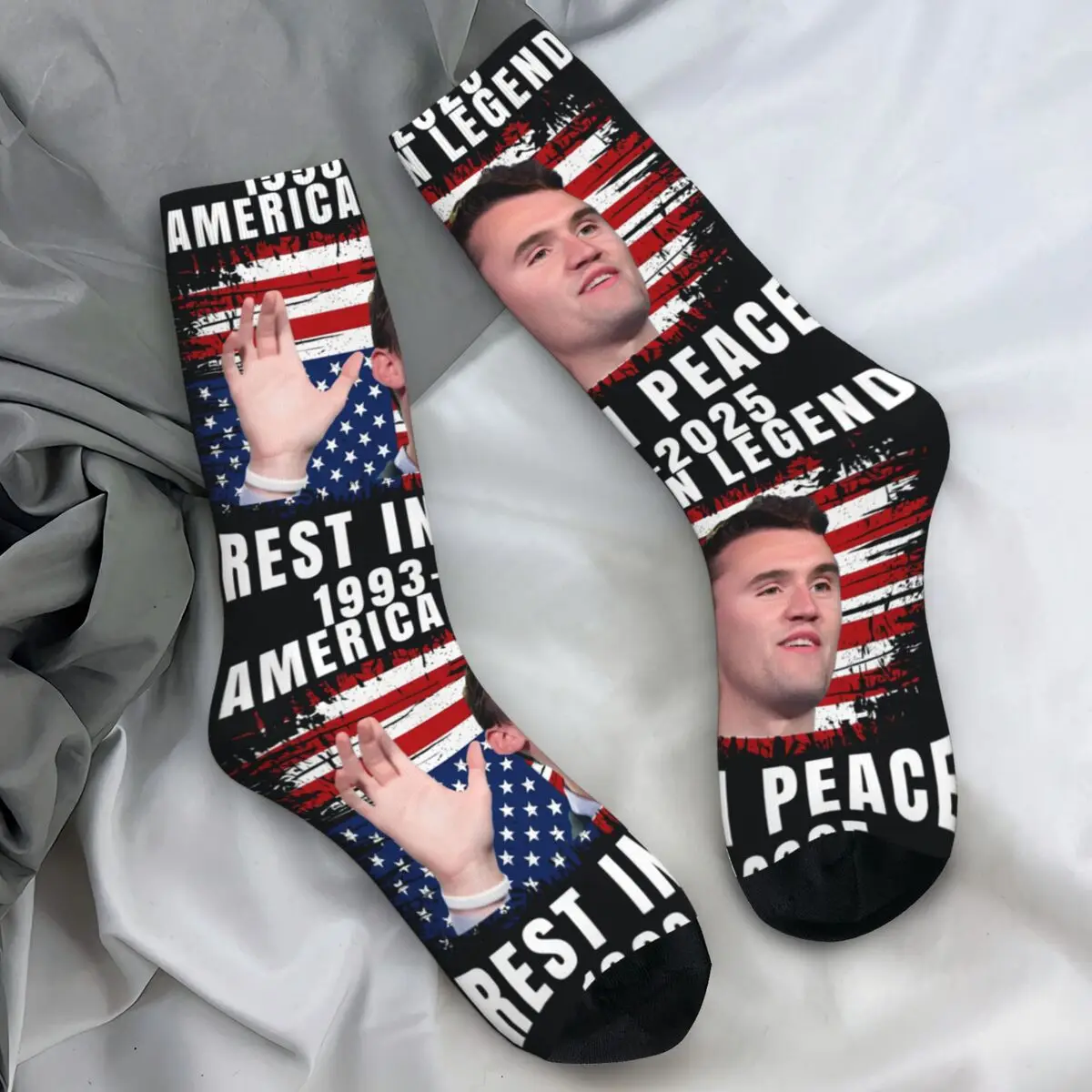 Rest In Peace Charlie Kirk American Flag Stockings Adults Men Socks Soft Socks Spring Running Anti Sweat Printed Socks Present