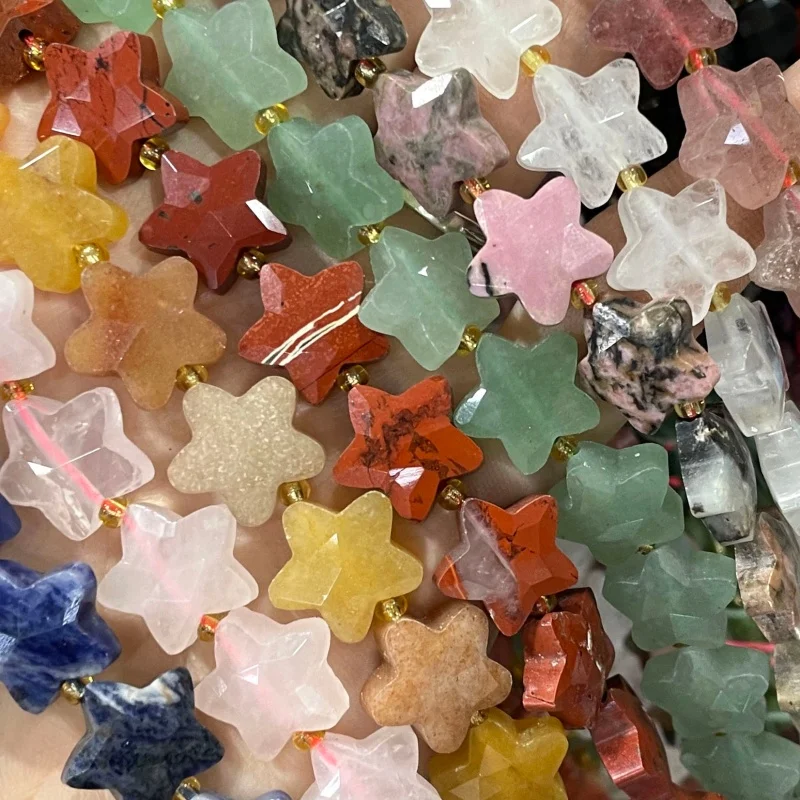 Natürliche Steinperlen in Sternform, facettiert, gelbe Jade, lose Perlen für Schmuckherstellung, DIY-Armband, Halskette, Ohrringe, Accessoires – Detail 2
