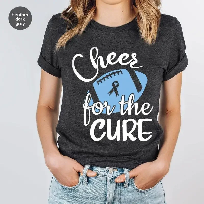 Prostate Cancer Awareness T Shirt SupporT Light Blue Ribbon Heal