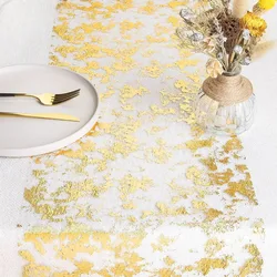 Gold Table Runner Wedding Decoration Gold Table Runner Party Gold Foil Mesh Rose Silver Sequin Thin Roll Table Cloth