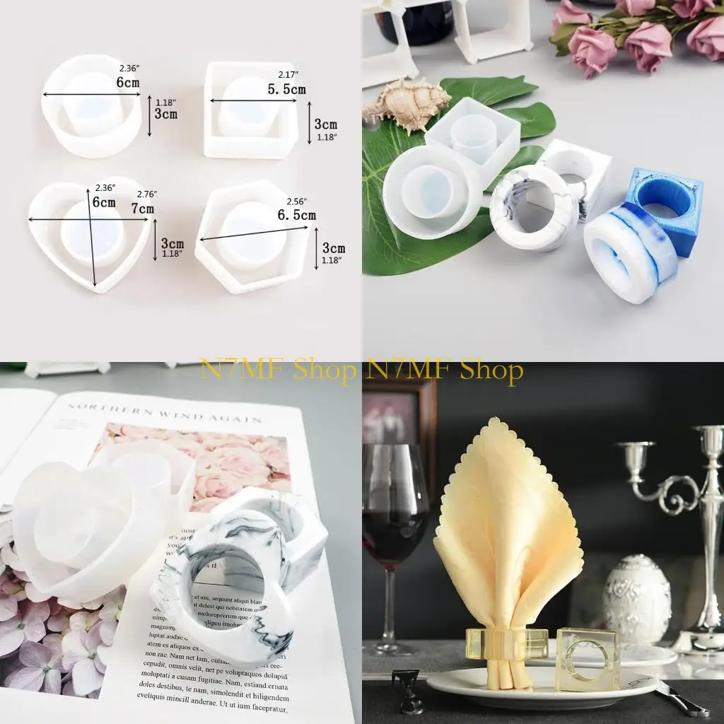N7MF 4Pcs Napkin Holder Mold for DIY Craft Jewelry Storage Casting Molds Home Decor