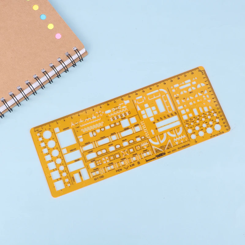 1PC Template Ruler Professional Architectural Template Ruler Drawing Stencil Measuring Tool Students Ruler