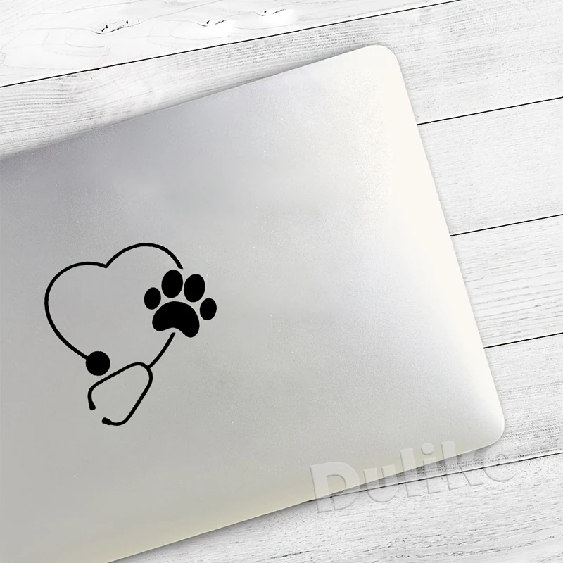 Stethoscope Hand and Paw Decals Veterinary Shop Vinyl Wall Sticker Pet Doctor Car Window, Laptop Decor Caduceus Vet Logo Sticker