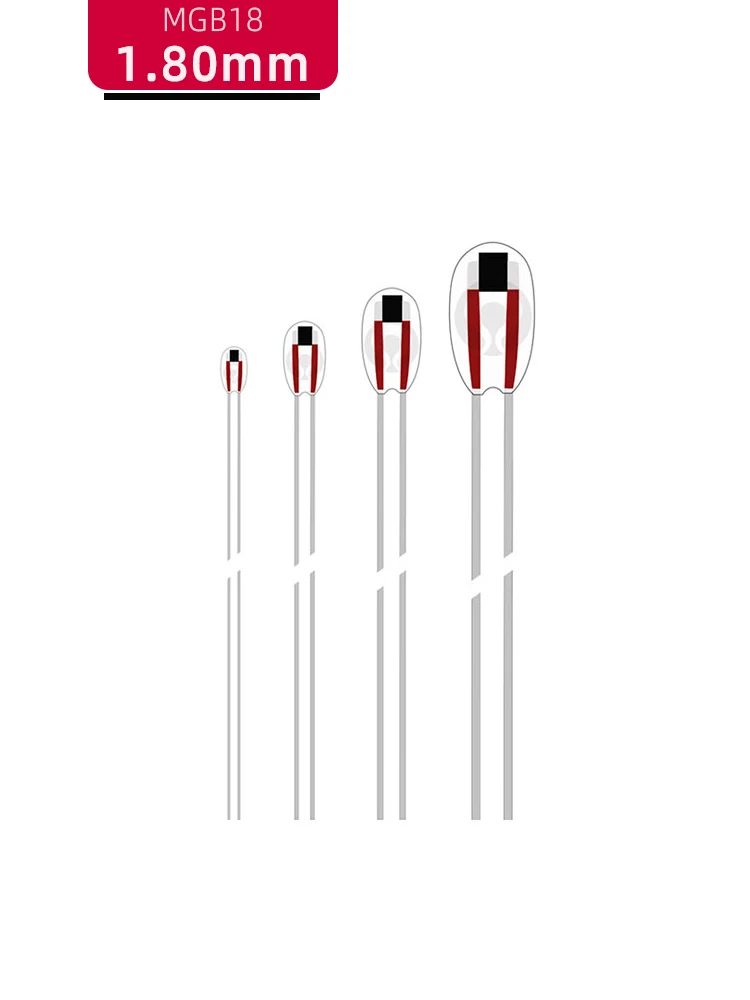 Lingee MGB18 1.80mm Glass-sealed NTC Thermistor 10K 50K 100K 500K 3380 3950 Temperature Sensor Probes