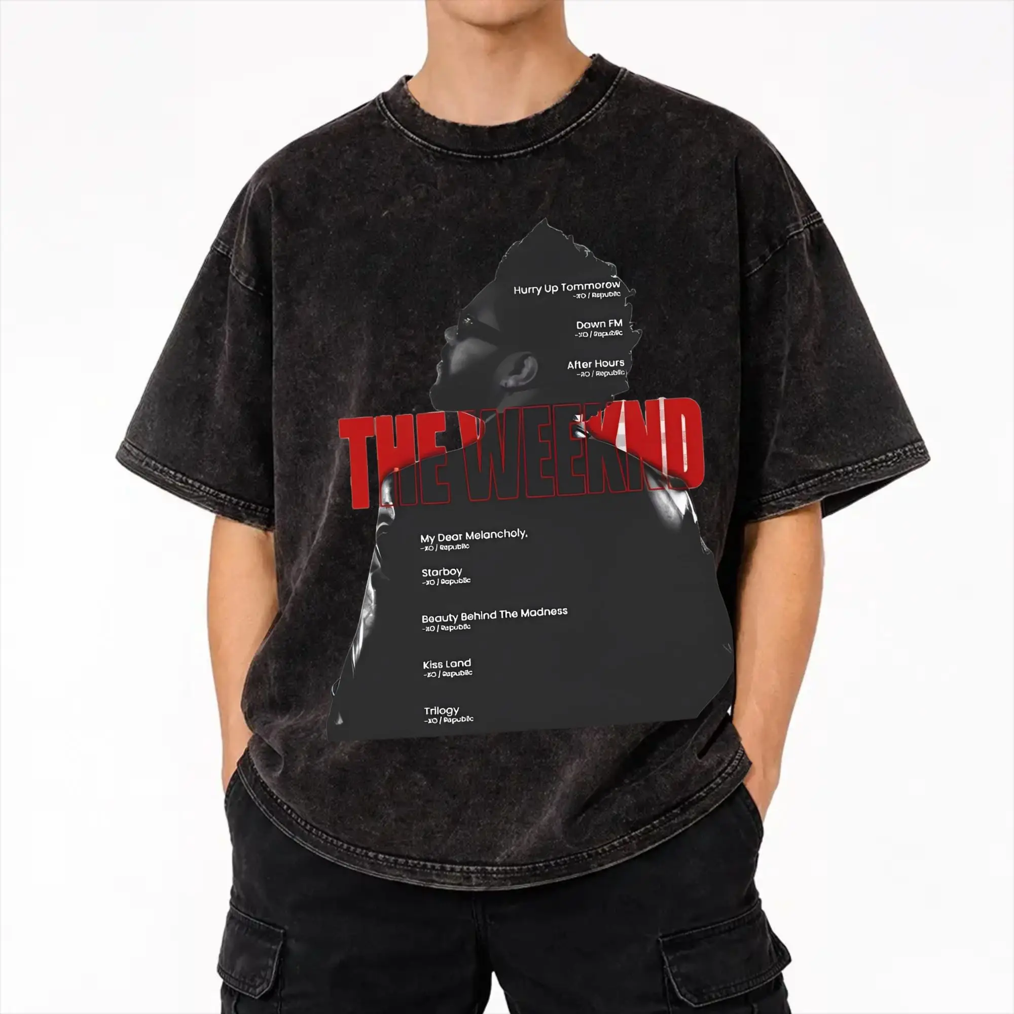 After Hours Til Dawn 2026 xo the weeknds Washed T Shirt Streetwear Hip Hop Retro T-Shirt  Tees Tops Men Women Streetwear
