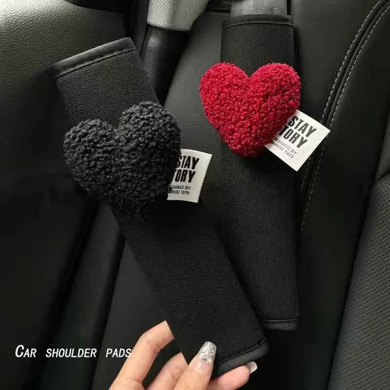 Car Seatbelt Shoulder Pad Cover Creative Love Heart Seat Belt Decoration Four Seasons Universal Girls Fashion Seat Belt Cover