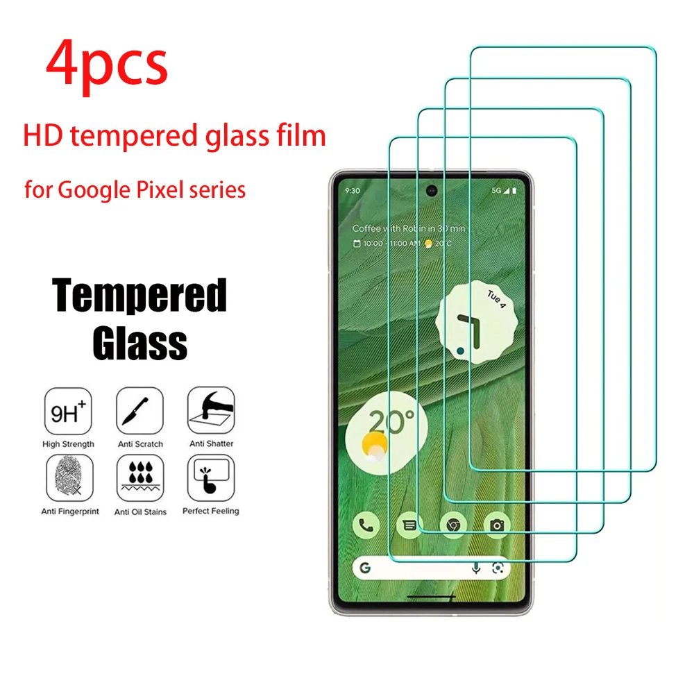 

4pcs for Google Pixel8 8A 7 7A 6 6A 5 5A 4 4A 3 2 3AXL Pixel8pro HD Protective Transparent Screen Protector tempered Glass Film