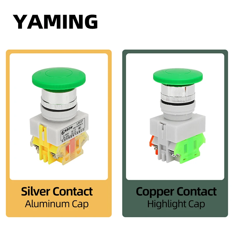 Interruttore a pulsante LAY37-11M (PBC) Y090-11M LAY7-11M Testa a fungo Foro di montaggio con apertura da 22 mm