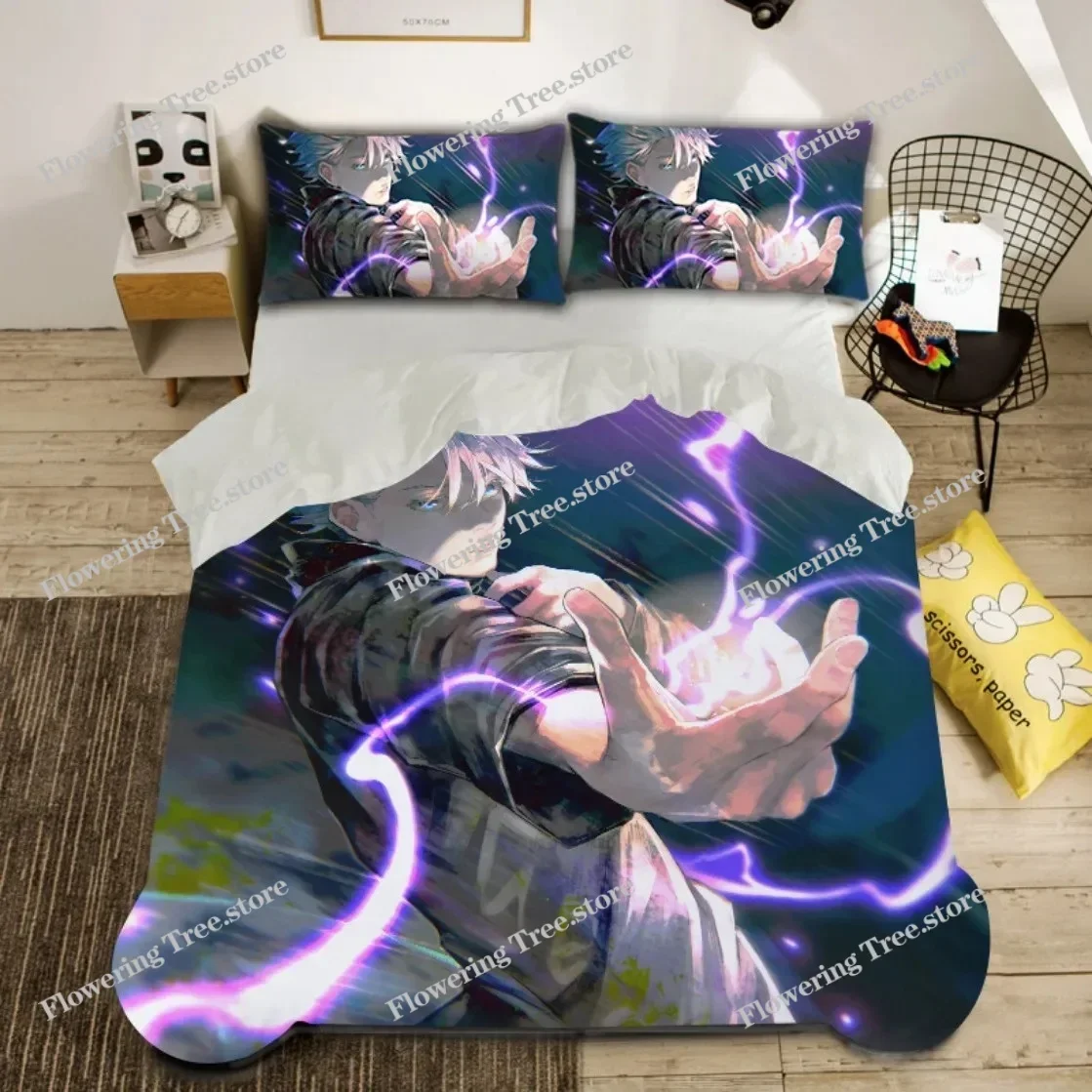 

3D Anime Satoru Gojo Quilt Cover Japan Famous Anime Duvet Cover Sets Boys 3D Printed Sukuna Bedroom Decoration