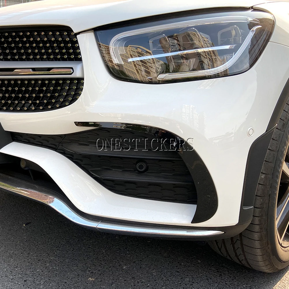 For Mercedes Benz GLC Class X253 2020-2022+ Car Accessories Front Bumper Lip Grille Splitter Spoiler Fog Lamp Cover Trim Strips