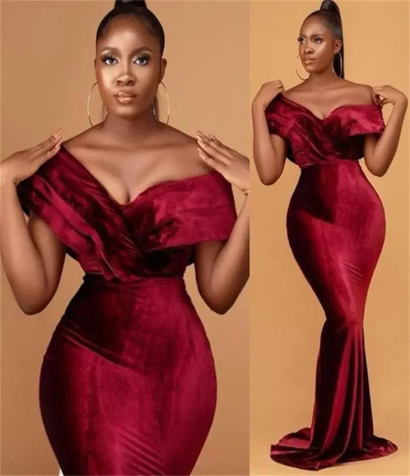 Fashion plus size V-neck sleeveless Evening dress Sexy mermaid off shoulder ball dress Custom velvet party dress new 2024