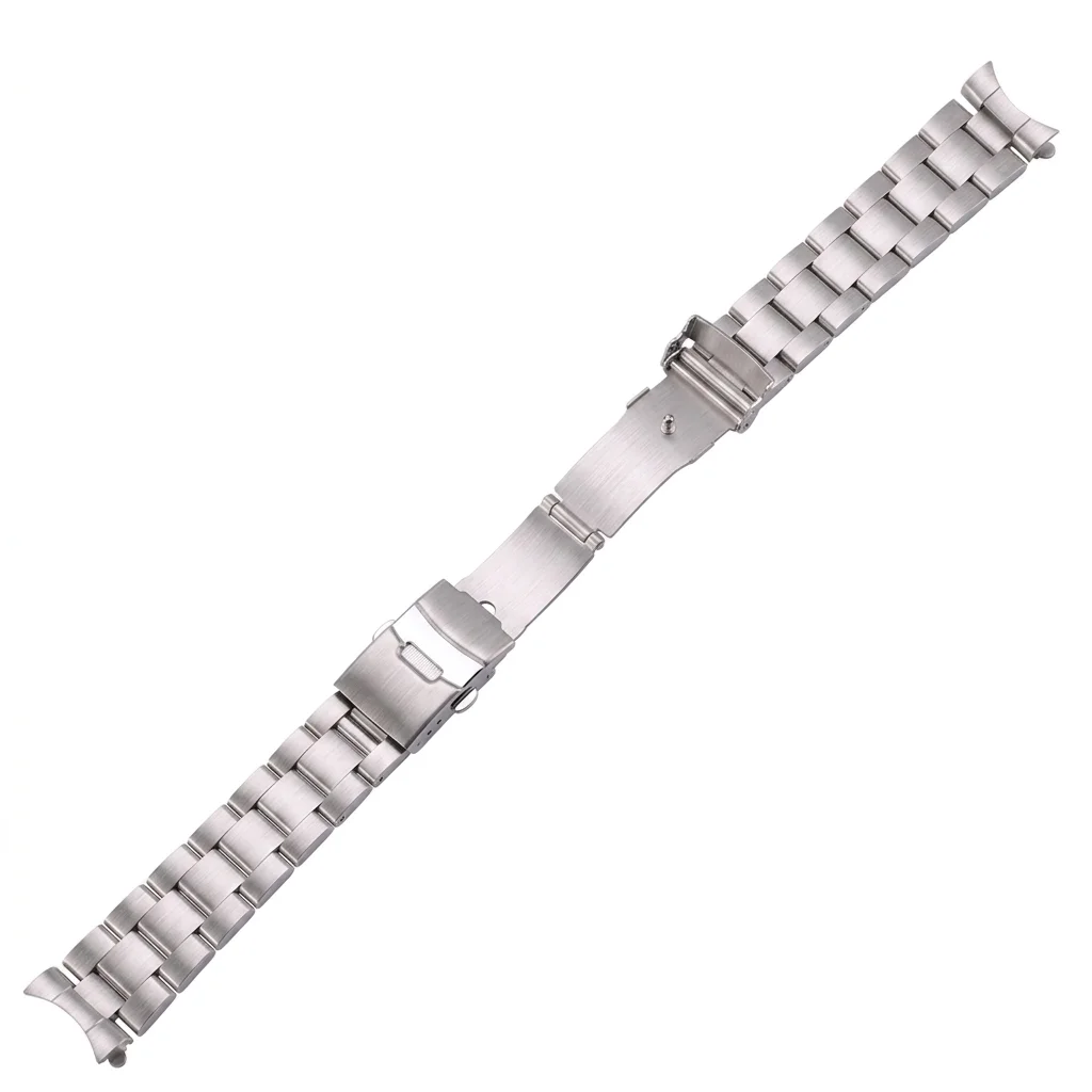Brushed Curved End Watch Band Compatible with SKX007 SKX009 20mm 22mm Silver Black Stainless Steel Metal Bracelet Strap view 5