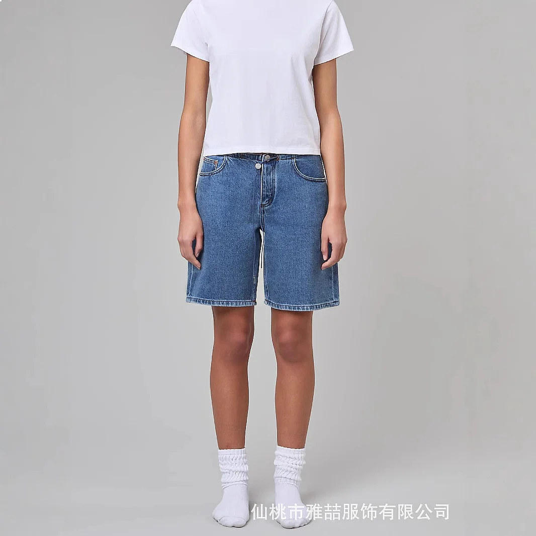 Shorts, Low Rise Adjustable Drawstring Loose Denim Short, Spring Summer