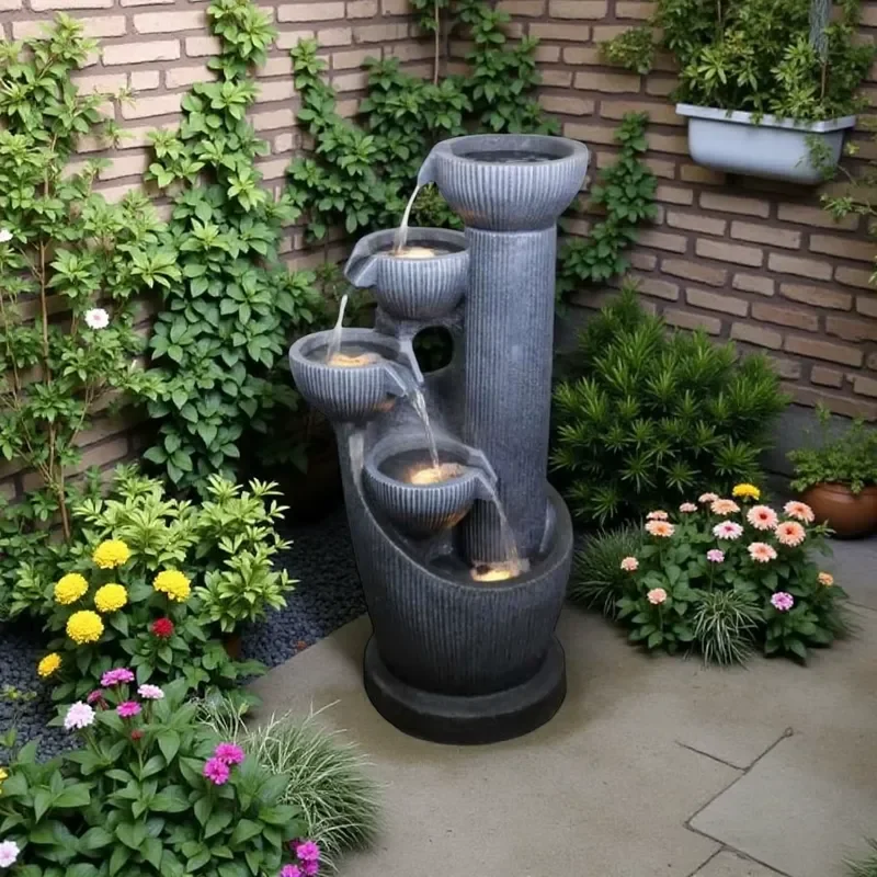 Modern Polyresin Fountain for Home Living Room Entrance Balcony Creative Design Fiberglass Garden Watering Artificial Factory