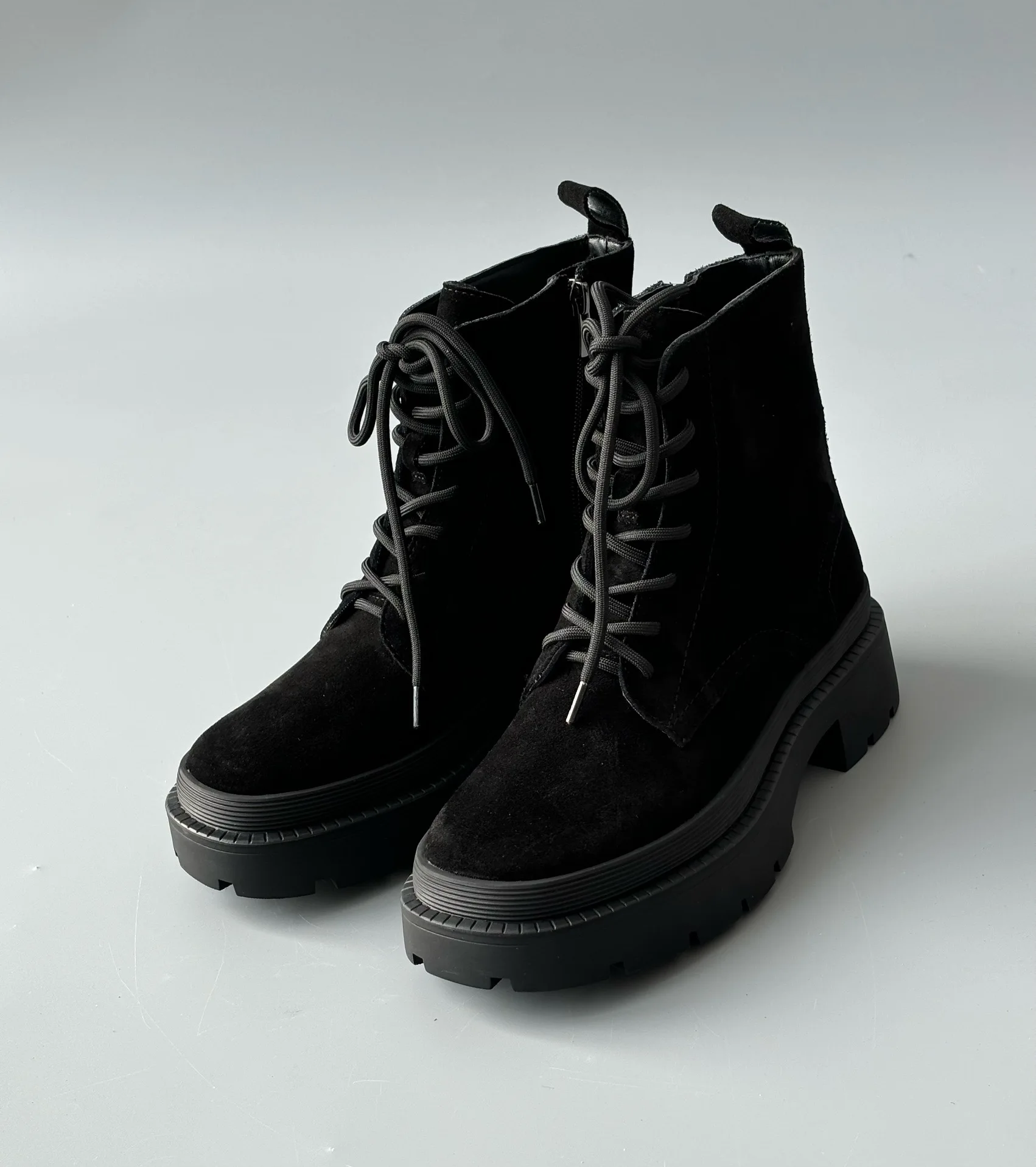 Dave & Di-Botas de salto médio feminino de camurça de vaca, sapatos minimalistas para senhoras, confortáveis botas de inverno, 4cm, nova moda, 2024