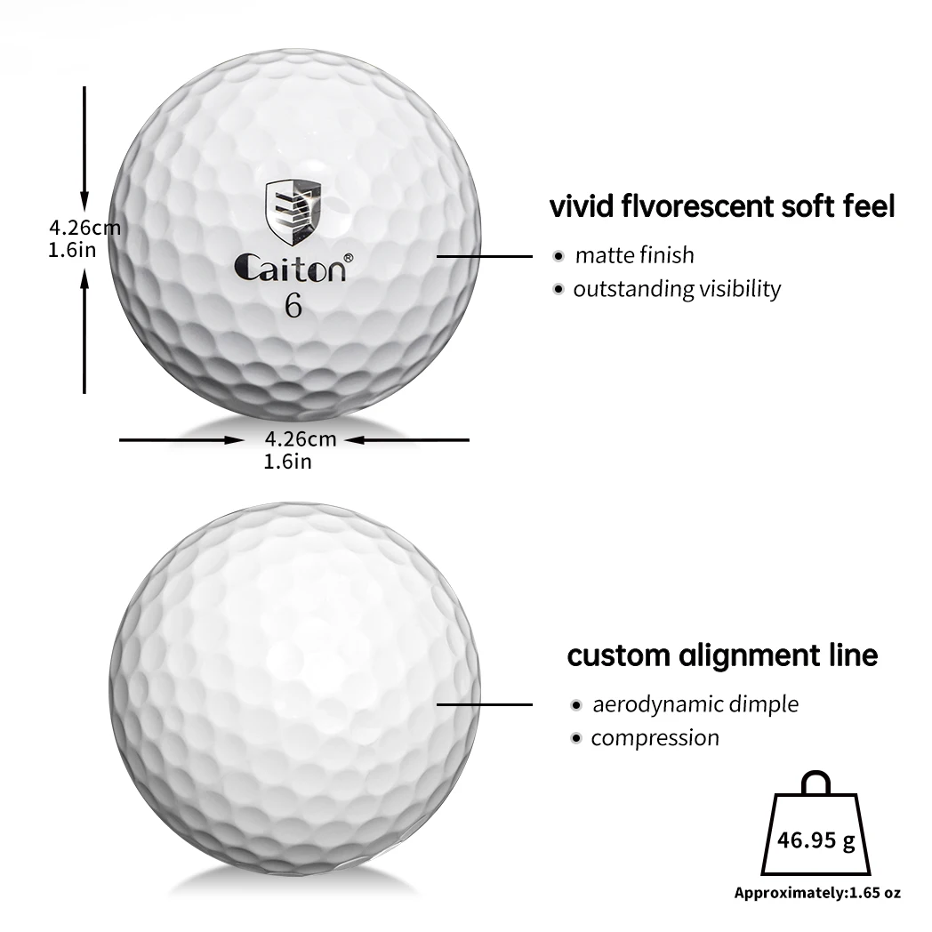 Caiton 50pcs 3-Layer Golf Balls - 332 Dimple, Max Distance, Spin Control, Durable, Accurate - Ideal for Training & Play