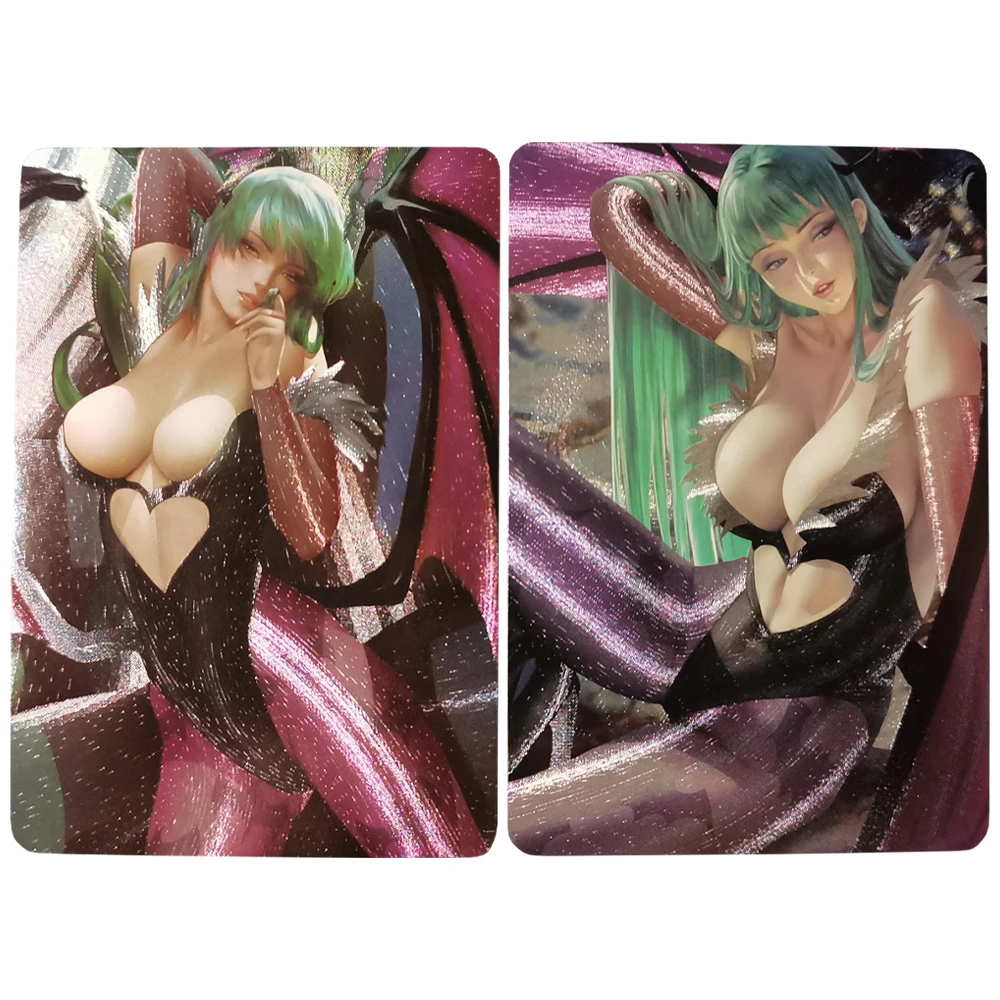 

2Pcs/set Morrigan Aensland Nude Sexy Coarse Flash Cards ACG Kawaii Classic Game Anime Collection Cards Gift Toys