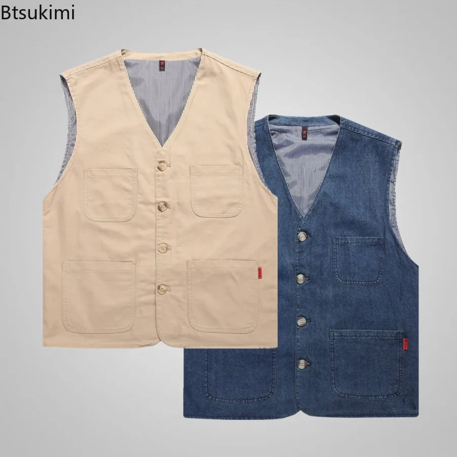 

Plus Size Men's Pure Cotton Vest Spring Autumn Multi-pocket Outdoor Casual Sleeveless Jackets Men Fishing Photography Waistcoats