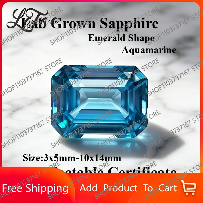 

Top Lab Grown Sapphire Emerald Cut Aquamarine Charms Gemstone for Advanced Jewelry Rings Earrings Making Selectable Certificate