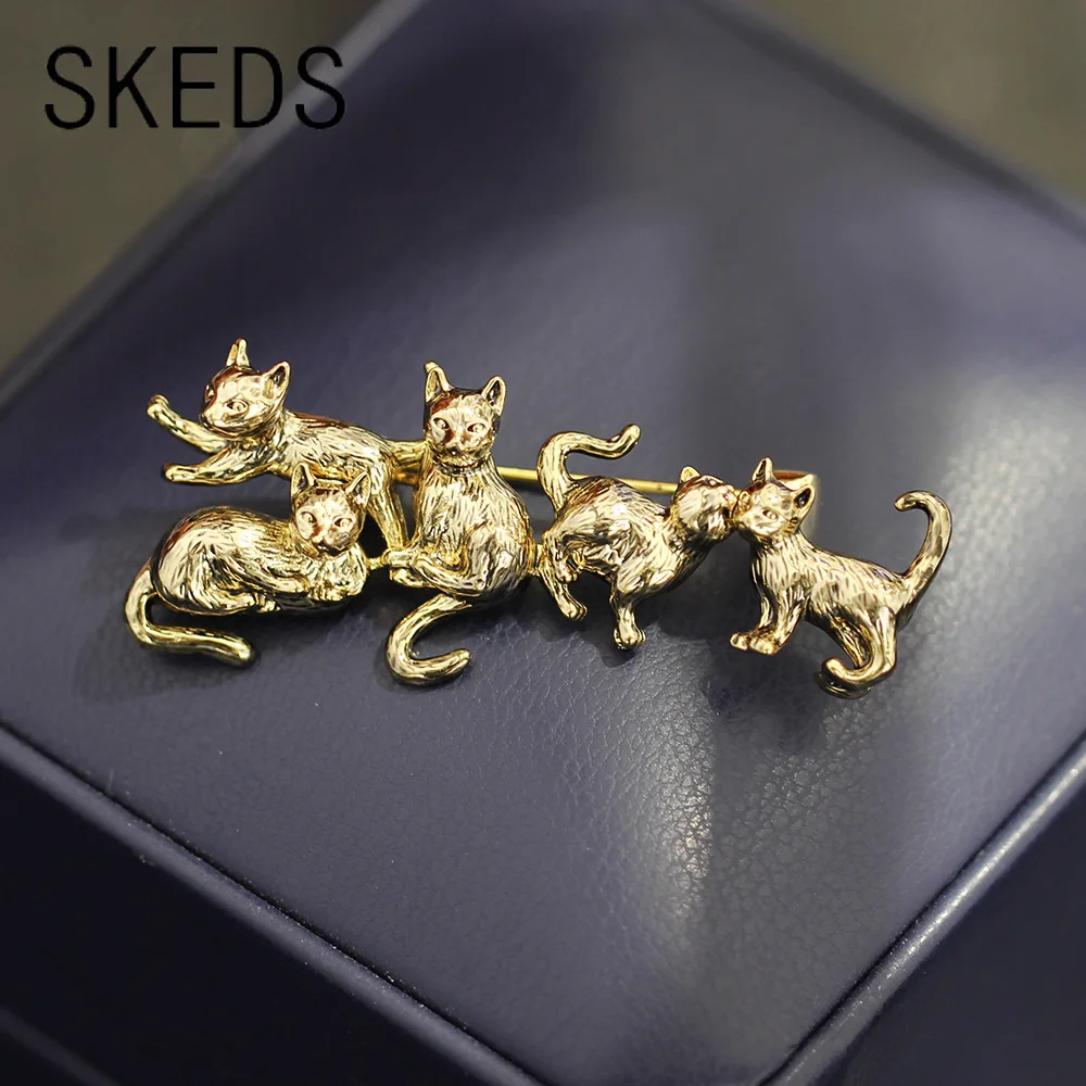 SKEDS Damen Vintage Legierung Katzen Barock Brosche Anstecknadel Klassische Exquisite Niedliche Kätzchen Anzug Kleidung Abzeichen Accessoires