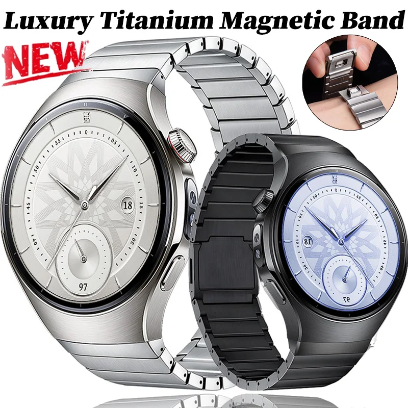 Titanium Strap for Huawei Watch 5 46mm No Gaps Luxury Metal Magnetic Band for Huawei Watch 5 46mm Business Quick Release Band