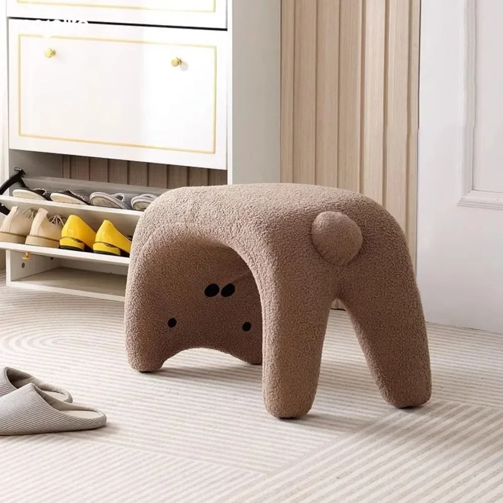 

Small Cat Stool Porch Cloakroom Chair Entry Door Light Luxury Cashmere Lamb Fabric Home Entry-home Change Shoe Bench Furniture