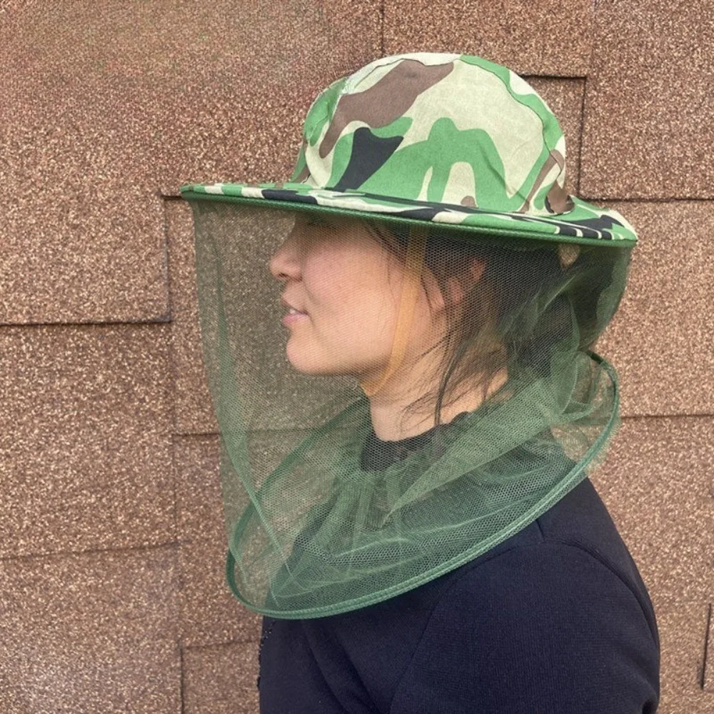 1Pc Anti Mosquito Camouflage Hat-Veil Head Face Protectors Mosquito Net Hat Insect Mesh Hat Outdoor Fishing Sun Cap Anti Bee Hat