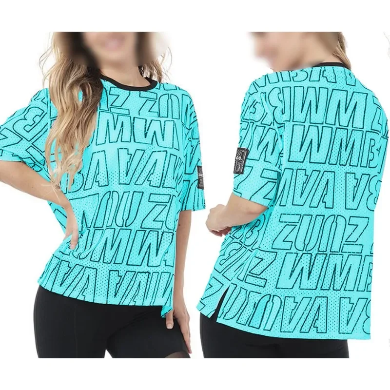 اللياقة البدنية البدلة الرياضية اليوغا الرقص التجفيف السريع شبكة قصيرة الأكمام فضفاضة التي شيرت الفلورسنت مطابقة التدريب وتتسابق للرجال والنساء