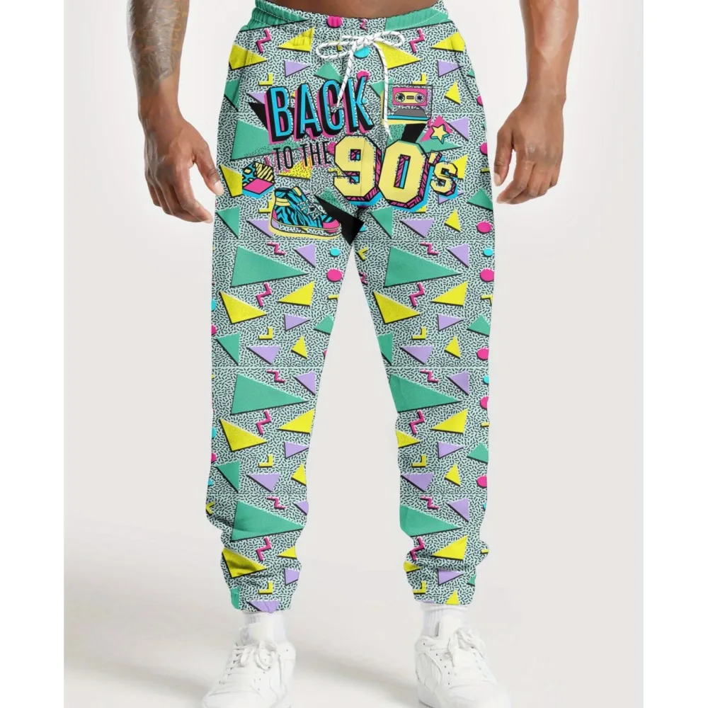 

Ретро 80-х 90-х годов Брюки с принтом Уличные брюки Мужские спортивные штаны с боковыми карманами Эластичные спортивные штаны на шнурке Брюки для бега для мужчин Повседневные брюки
