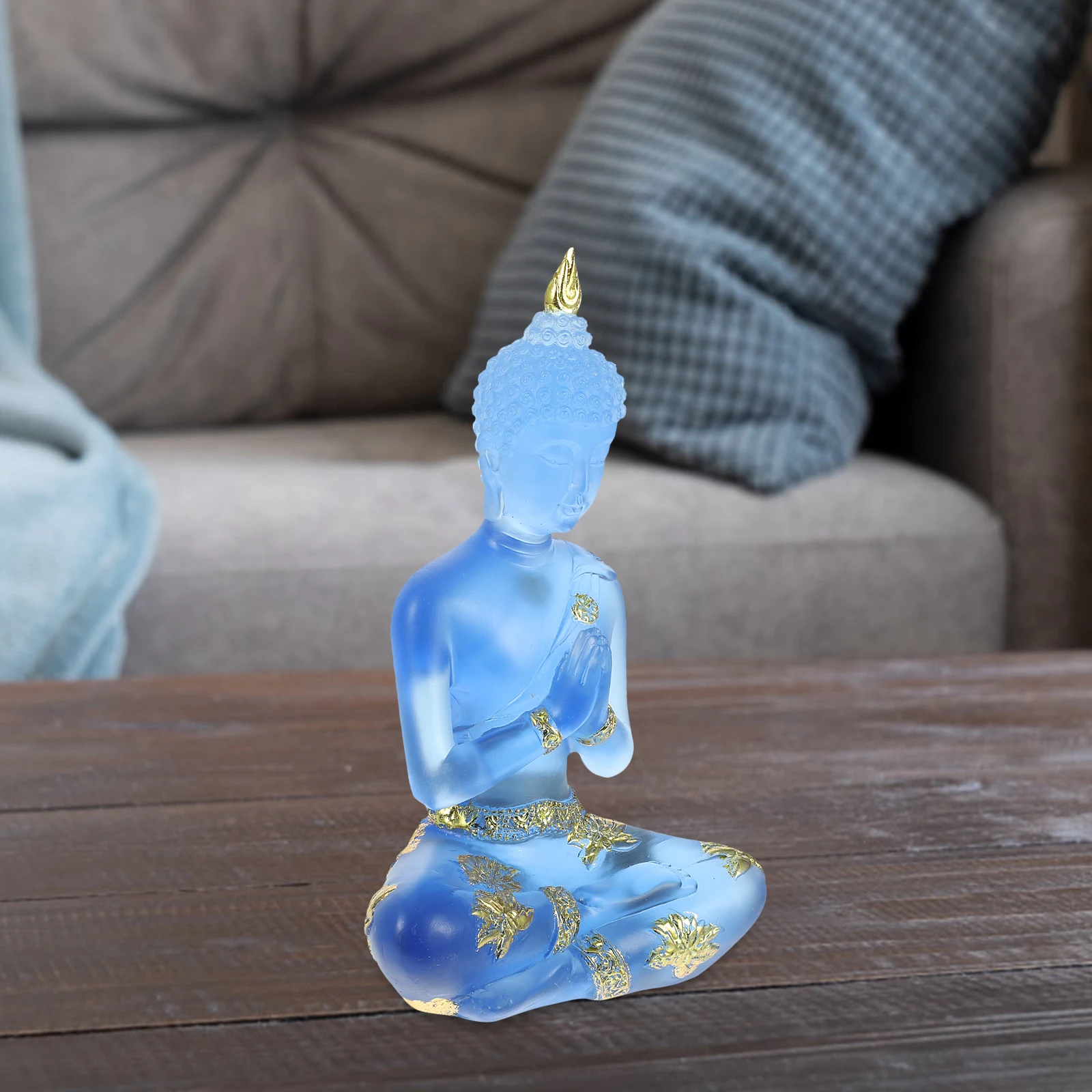 Resin Desktop Statue Retro Religious Decor Seated Craft Ornament Smooth Space-Saving Resin Design