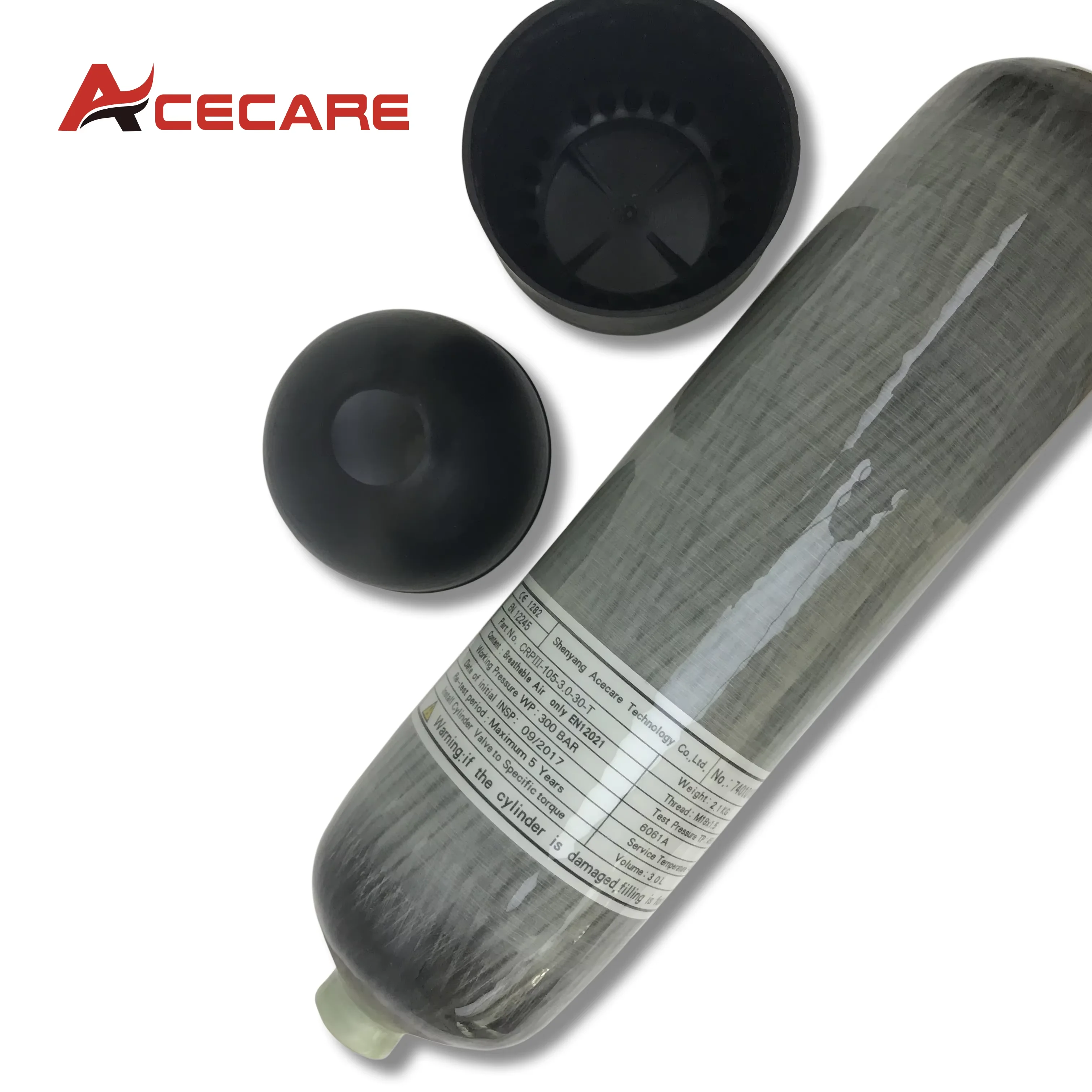 ACECARE 3L 4500PSI Tanque de mergulho protege tampas de garrafa de ar de fibra de carbono 1 set/lote sem garrafa