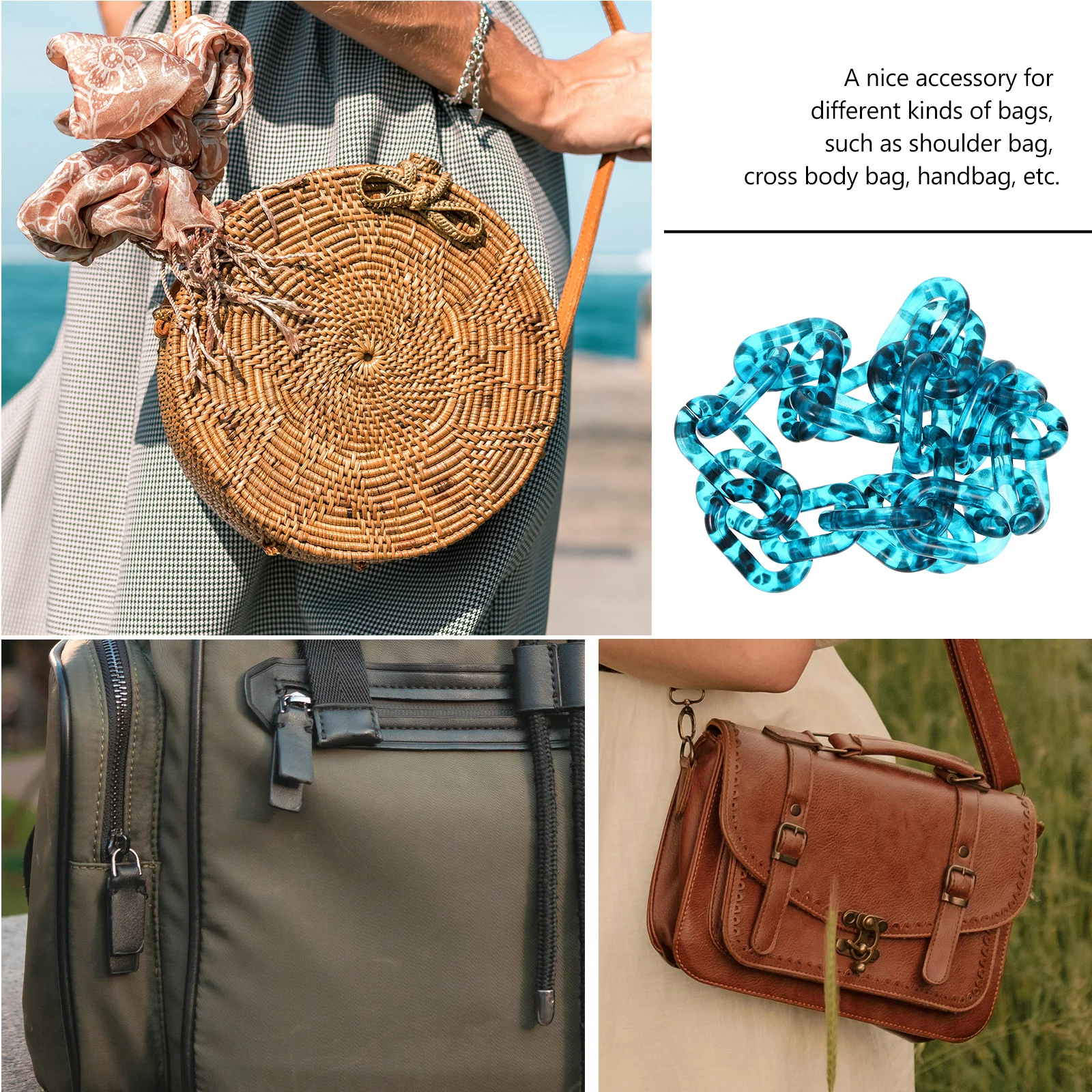 

Retro Acrylic Strap for Replacement Bag Chain H bags Women Purse Accessory Lightweight Durable Bag Decorative Chain