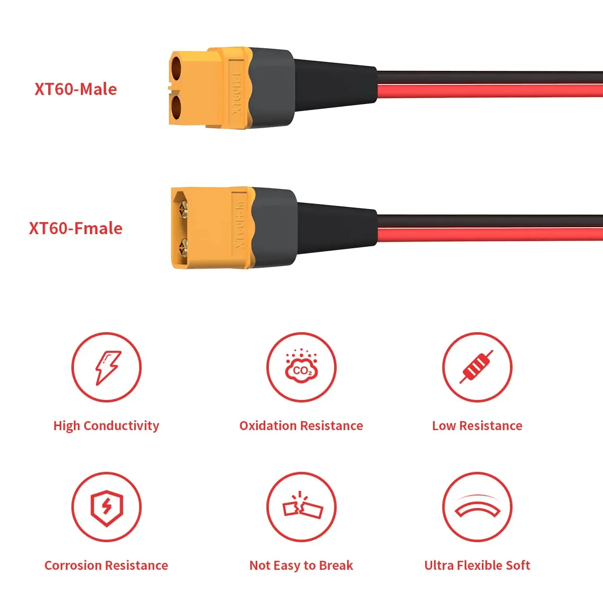 Cavo di prolunga XT60 12AWG Connettore XT60 femmina-maschio per pannello solare centrale elettrica portatile batteria RC (6FT)