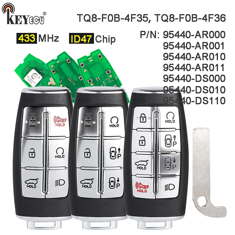 

KEYECU 433 МГц 95440-AR000/AR001/AR010/AR011/DS000/DS010/DS110 дистанционный брелок без ключа для Hyundai Genesis GV70 2021-2025