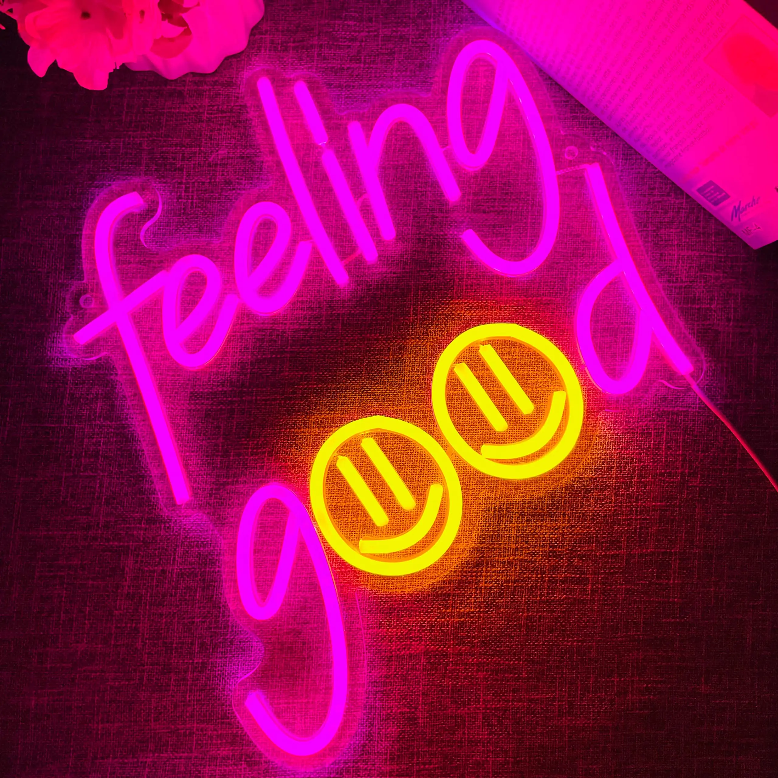 Feeling Good Neon Sign LED Neon Lights for Bedroom Wall Decor Room Bar Man Cave Decoration Pink Neon Light Art Neon Sign