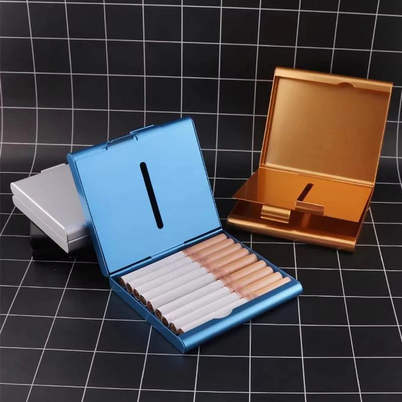20-Sticks Aluminiumlegierung Ultradünnes Clamshell-Zigarettenetui Tragbares Flip Doppelseitiges Flip Open Pocket-Zigarettenetui zur Aufbewahrung