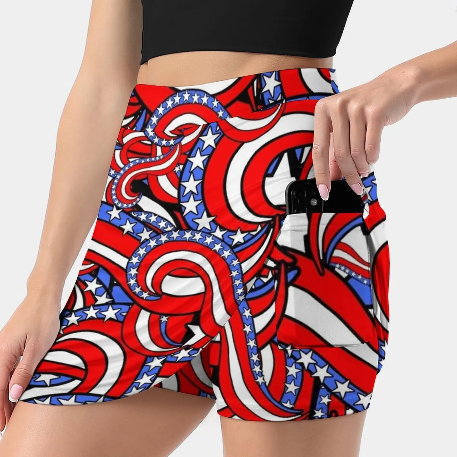 Patriotic American Flag Red White And Blue Stars And Women's skirt Y2K Summer Clothes 2022 Kpop Style Trouser Skirt With Pocket