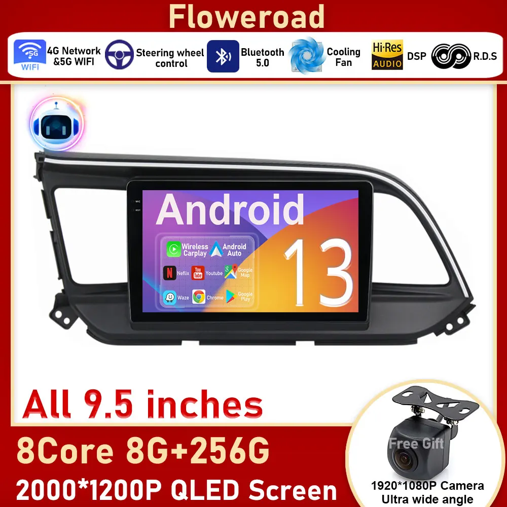 

2K Carplay Screen For Hyundai Elantra 6 2018 - 2020 Car Radio Multimedia Video Player Navigation stereo GPS Android No 2din