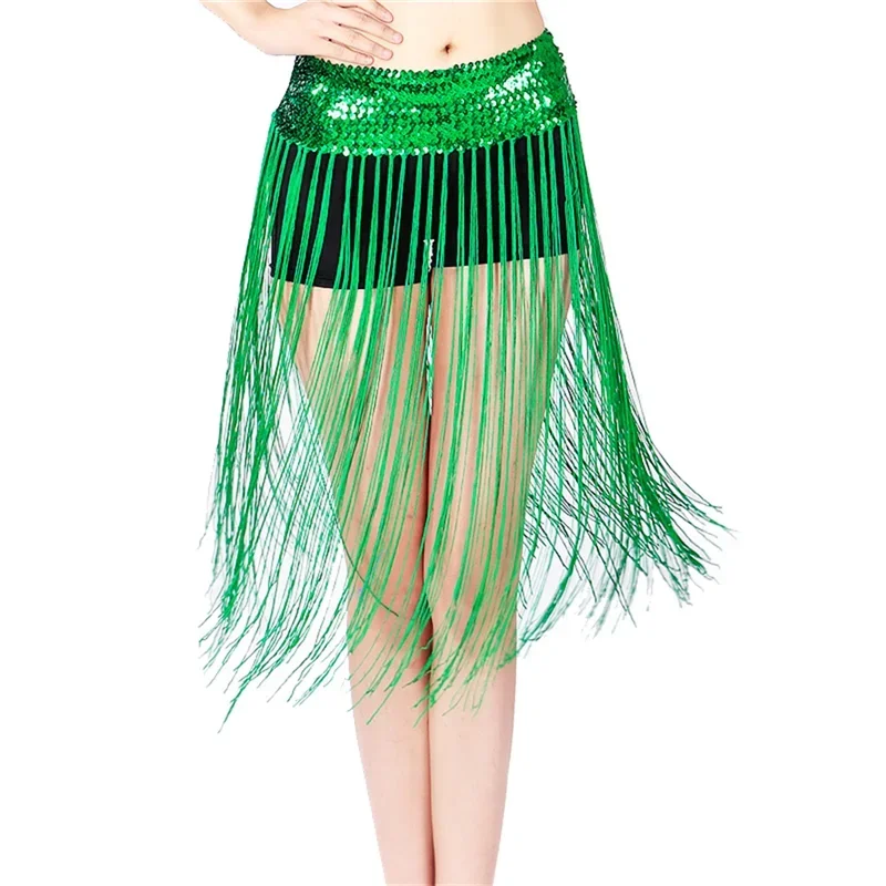 Women Glitter Sequins Belly Dance Hip Scarf Rave Party Carnival Stage Performance Belt Waist Chain Wrap Skirt Indain Costume