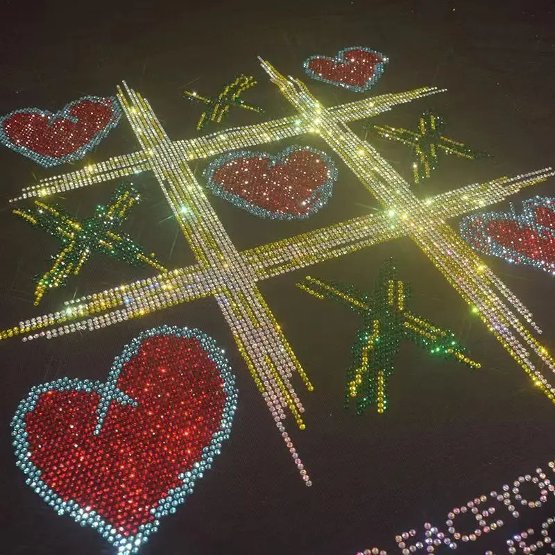 Shimmering Rhinestone Heart Cross Stitch Pattern Sticker - Perfect for Crafts And Clothing Accessories
