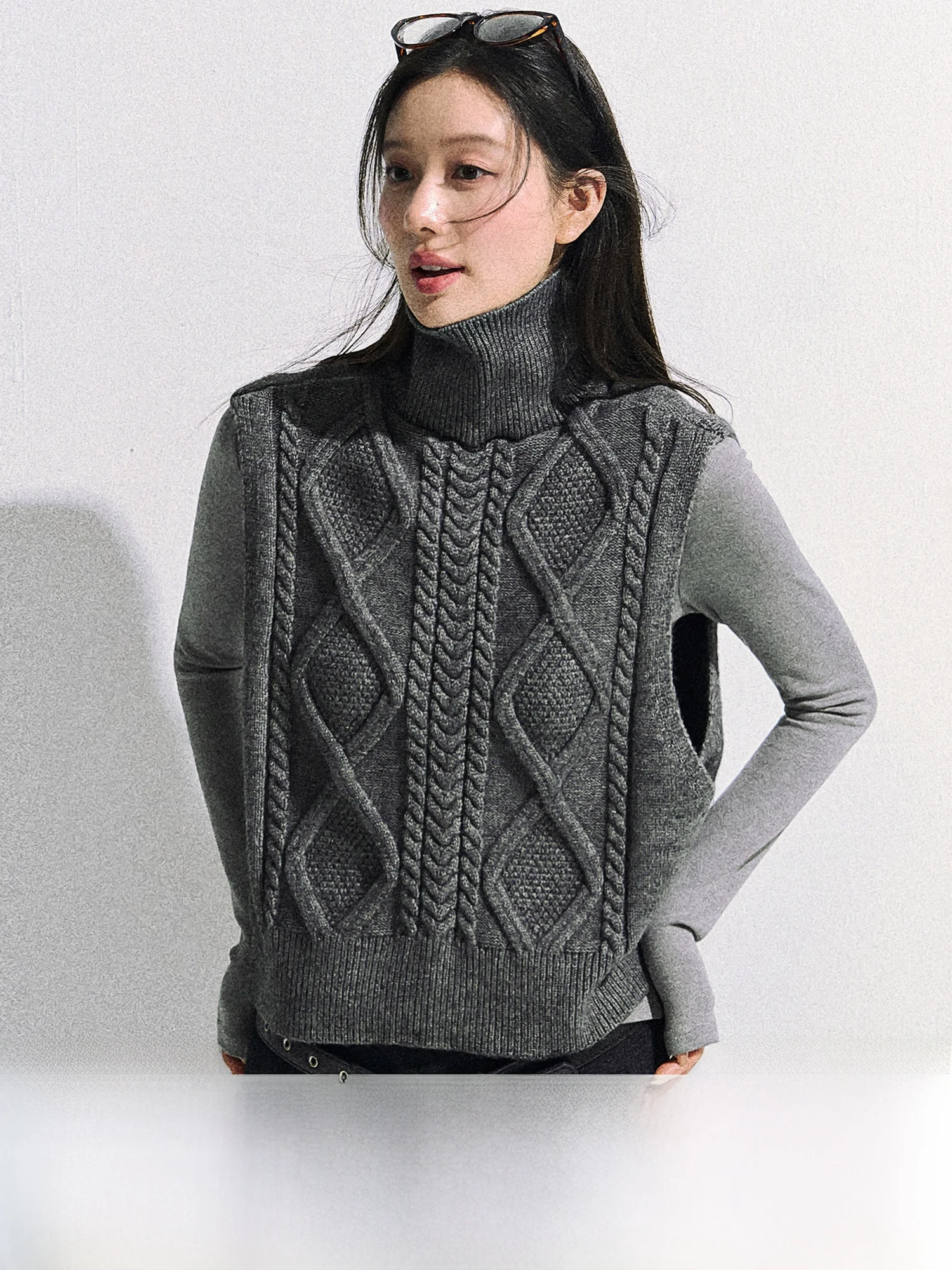 

Женский вязаный жилет с высоким воротником 0PASSION, двусторонний, осенне-зимний, новая модная корейская модель, прямой крой