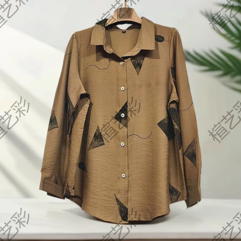 Camicette da donna Camicia estiva con protezione solare ai semi di ghiaccio Moda che riduce l'età Stampa dimagrante Traspirante Top cool Camicie da donna eleganti