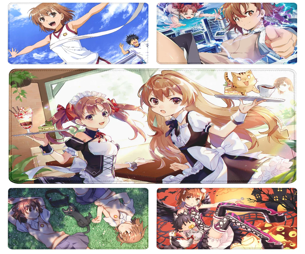 Antiderrapante Anime Grande Mouse Pad, Esteira de Mesa, Mousepad, Canhão Elétrico Científico, Toaru, Kagaku, NoRerugan, MisakaMikoto, Grande