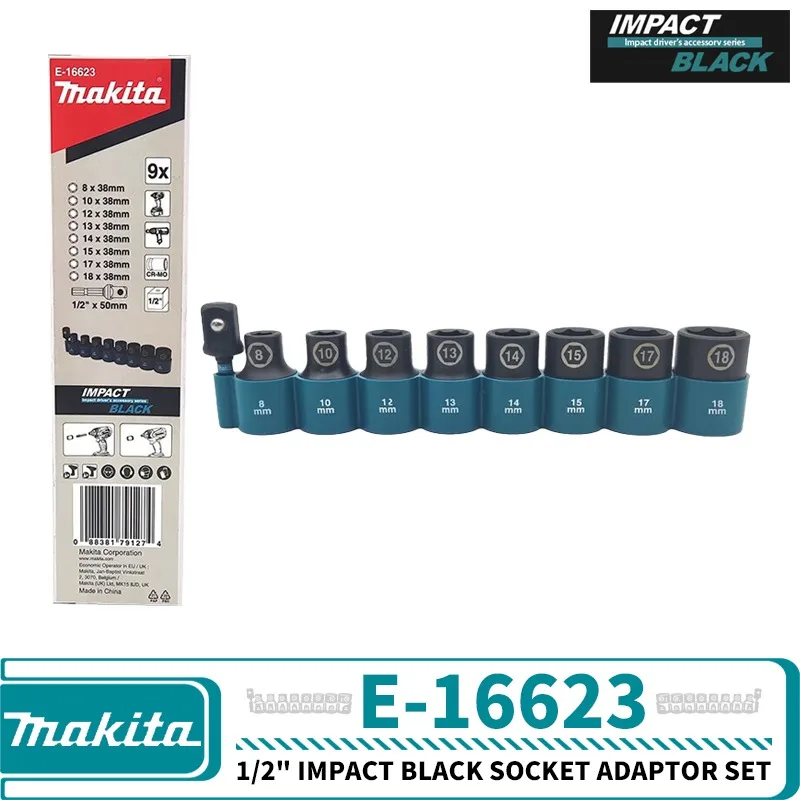 

Набор ударопрочных черных адаптеров для электроинструментов Makita E-16623 1/2 дюйма