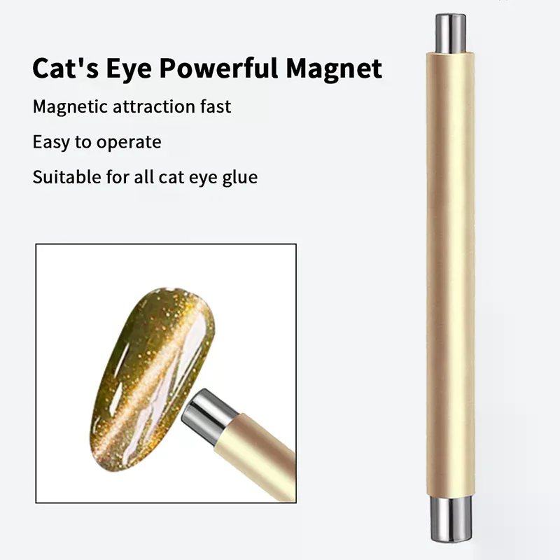 스틸 볼이 있는 더블 헤드 캣츠 아이 네일 마그네틱 스틱 다기능 네일 자석 도구 펜 DIY 살롱 스튜디오 또는 가정용