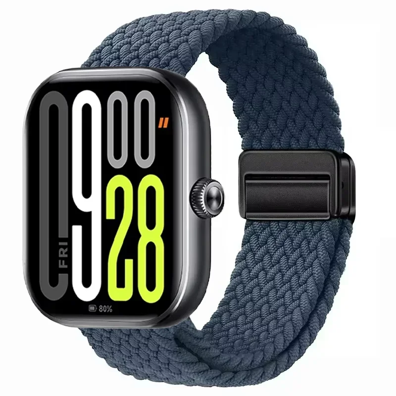 Нейлоновый плетеный ремешок-петля для Redmi Watch 4 5, дышащий браслет с магнитной пряжкой Xiaomi Band 9 8 Pro, регулируемый ремень-браслет