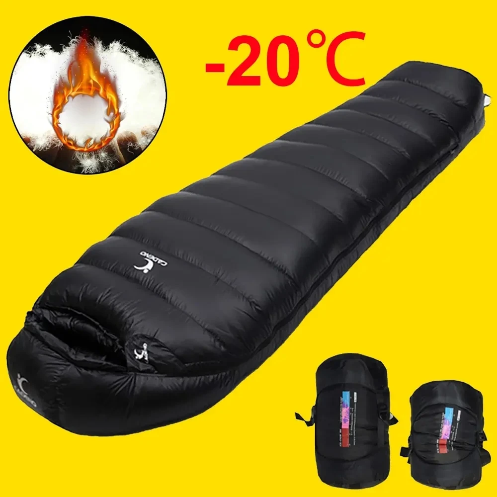 Outdoor Thermal Camping White Duck Down Sleeping Bag Ultralight Winter Autumn Adult Sleeping Bag Travel Hiking Camping Bag