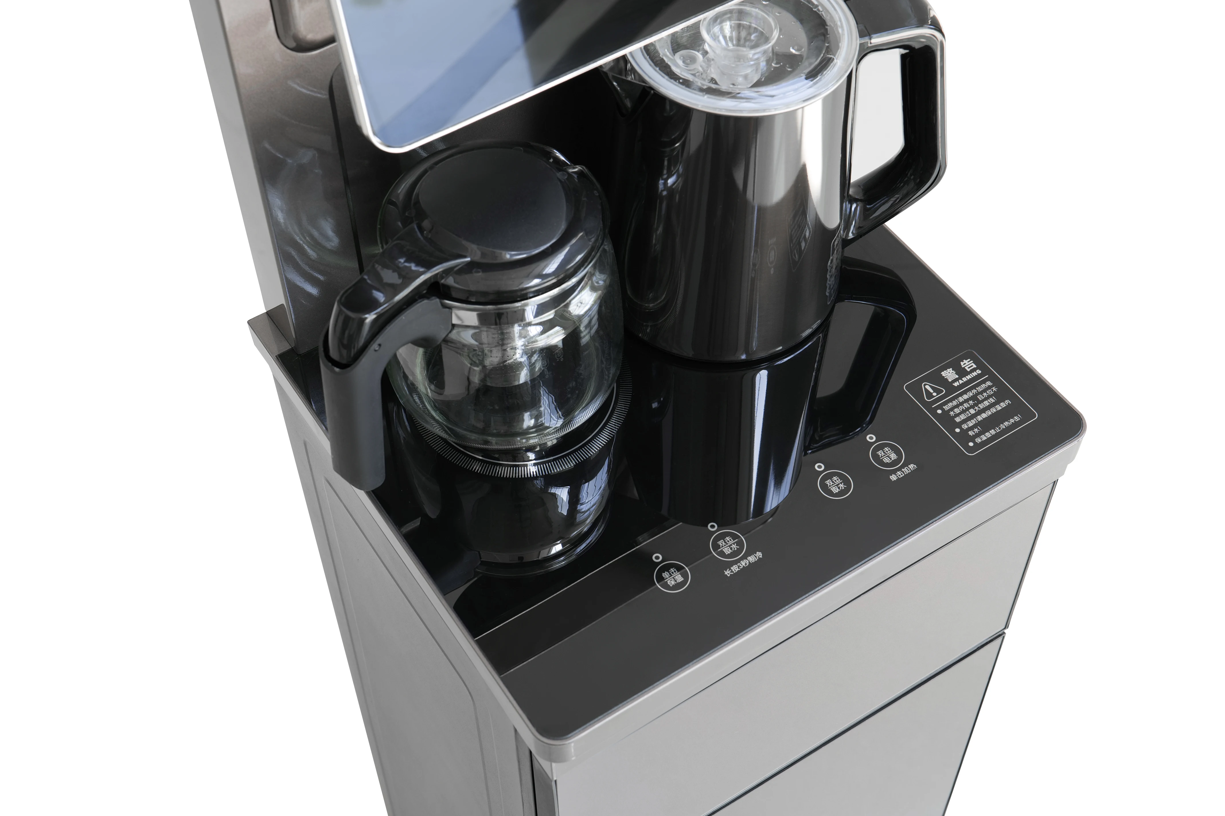 2024 ملون كبير شاشة تعمل باللمس الشاي القهوة بار الطابق قائما بذاته الباردة الساخنة المعبأة في زجاجات آلة موزع المياه مع 2 غلايات المياه